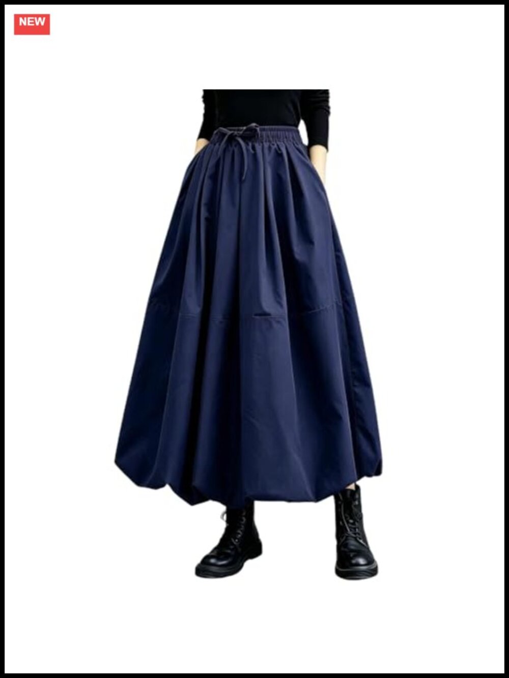 Bubble Maxi Skirt, Puffy Hem, Pockets, Elastic Waist, A-Line, Y2K Style